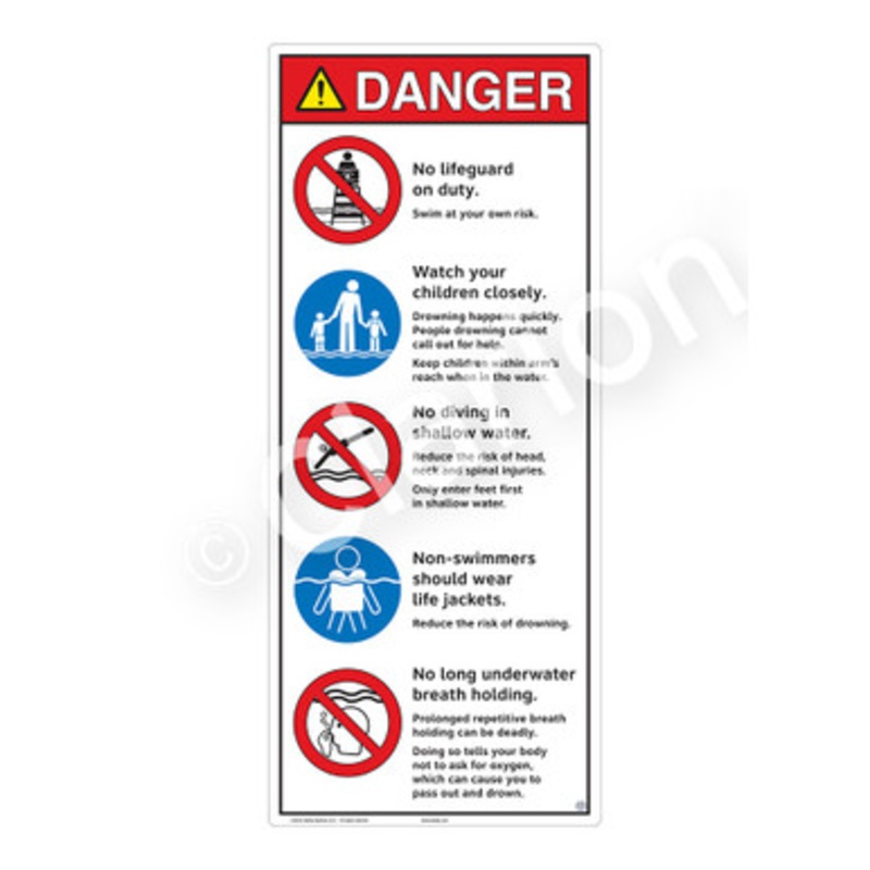 Danger No Lifeguard on Duty Sign (WSS3502-e)