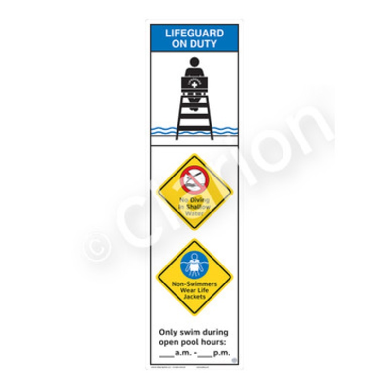 Lifeguard on Duty No Diving in Shallow Water Sign (WSS2366-e)