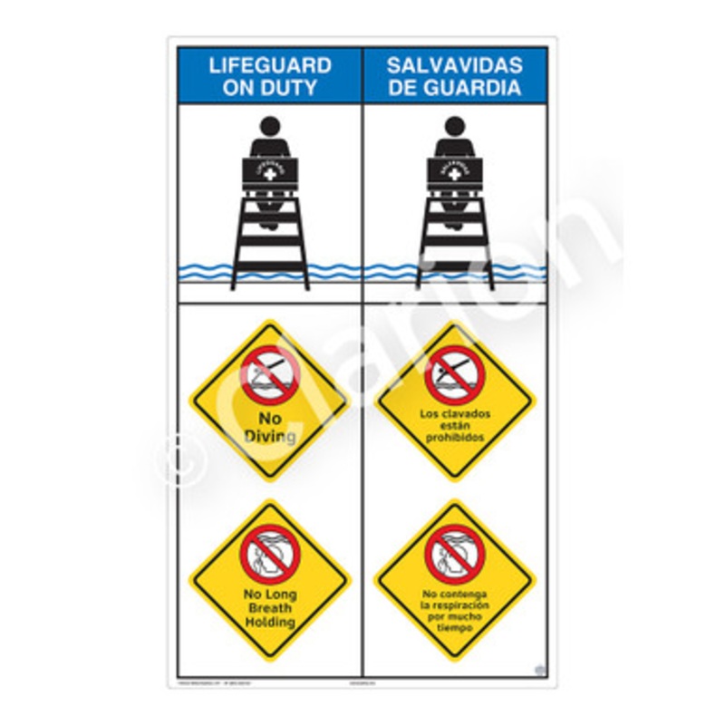 Lifeguard on Duty No Diving Sign (WSS2315-b)