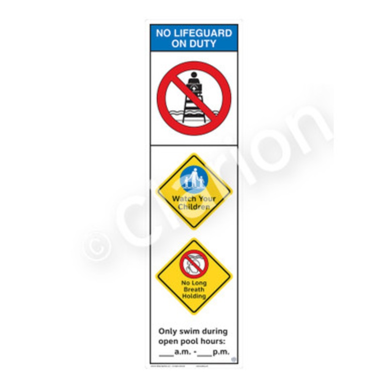 No Lifeguard on Duty Watch Your Children Sign (WSS2354-e)