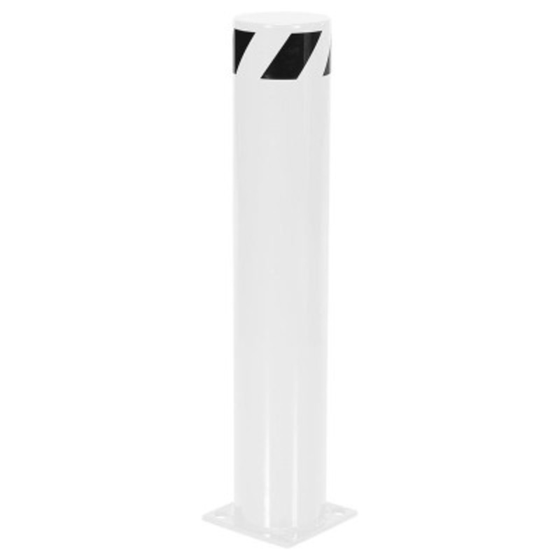 Steel Pipe Safety Bollard, 36in x 6-1/2in, White