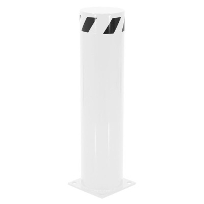 Steel Pipe Safety Bollard, 36in x 8-1/2in, White