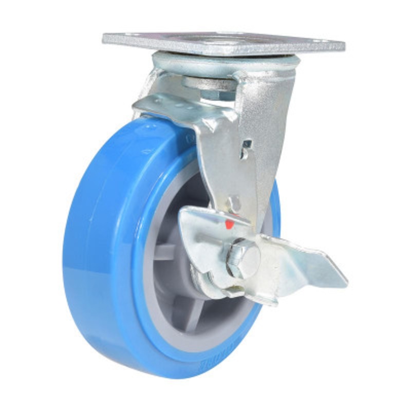 Swivel With Brake Caster 6 x 2in Width 903lb, Light, Blue/Gray