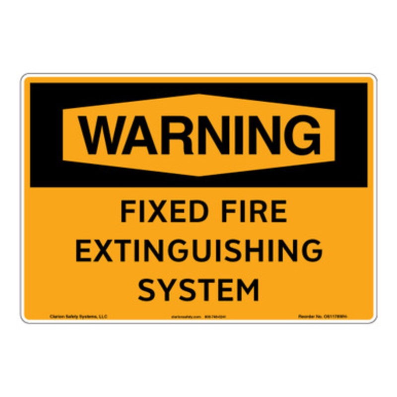 Warning/Fixed Fire Extinguishing System Sign (OS1178WH-)