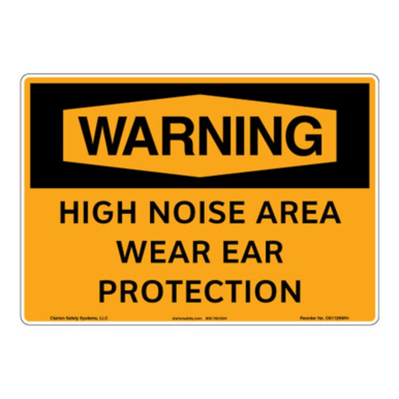 Warning/High Noise Area Wear Ear Protection Sign (OS1129WH-)