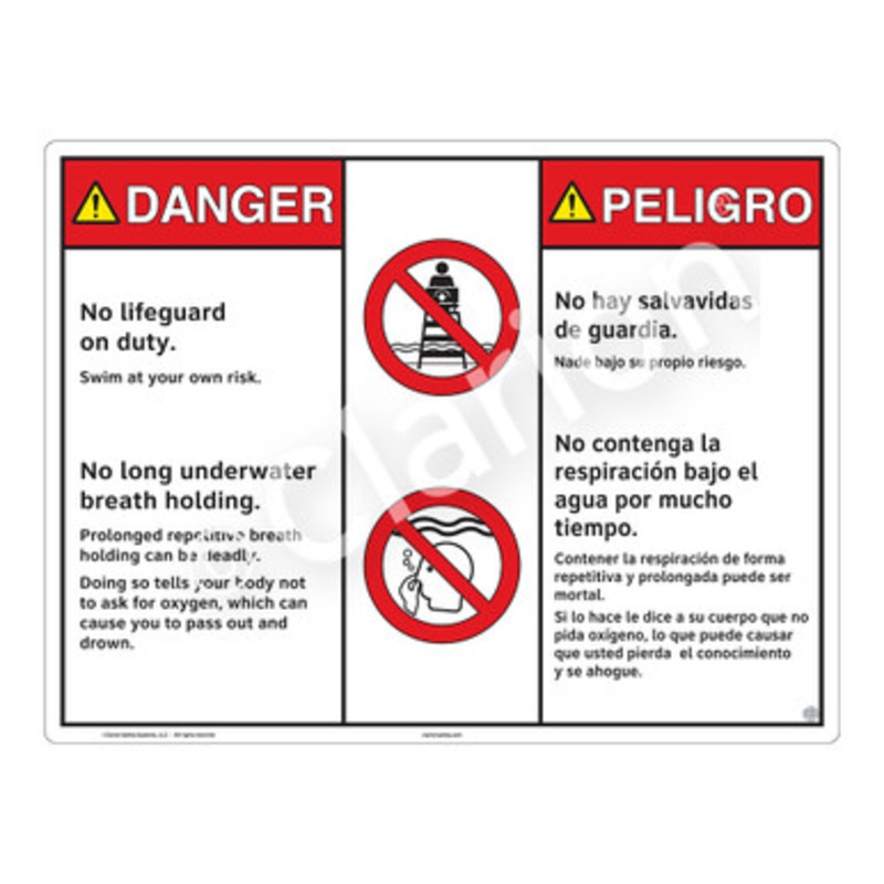Danger No Lifeguard on Duty Sign (WSS3205-b)