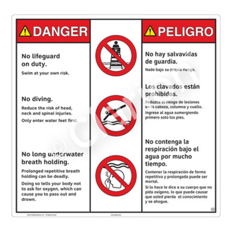 Danger No Lifeguard on Duty Sign (WSS3306-b)