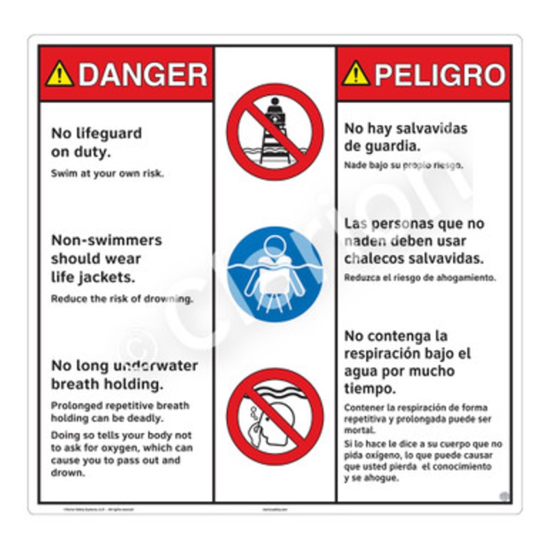 Danger No Lifeguard on Duty Sign (WSS3309-b)