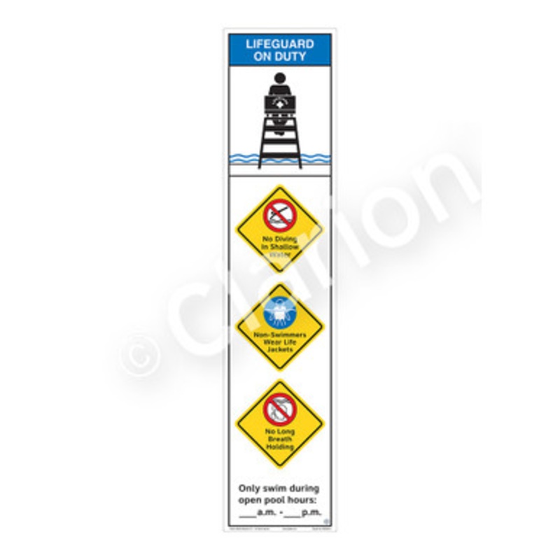 Lifeguard on Duty No Diving in Shallow Water Sign (WSS2462-e)