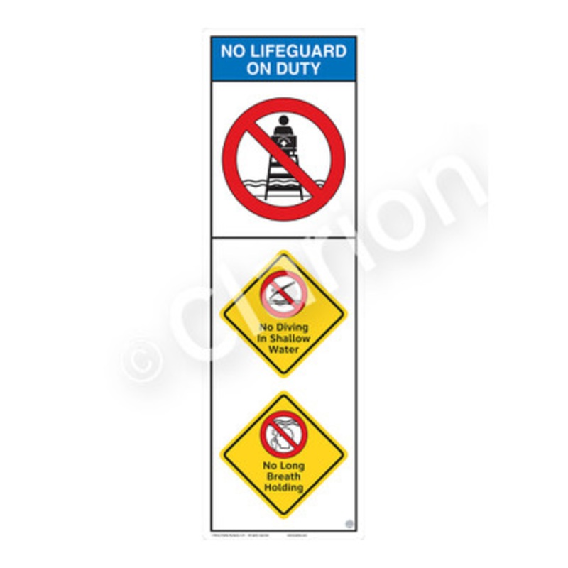No Lifeguard on Duty No Diving in Shallow Water Sign (WSS2308-e)