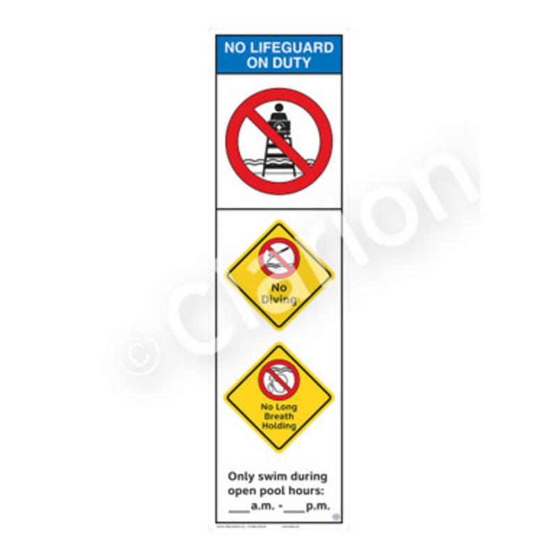 No Lifeguard on Duty No Diving Sign (WSS2356-e)