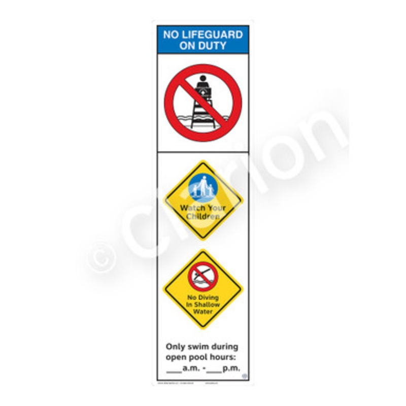 No Lifeguard on Duty Watch Your Children Sign (WSS2352-e)