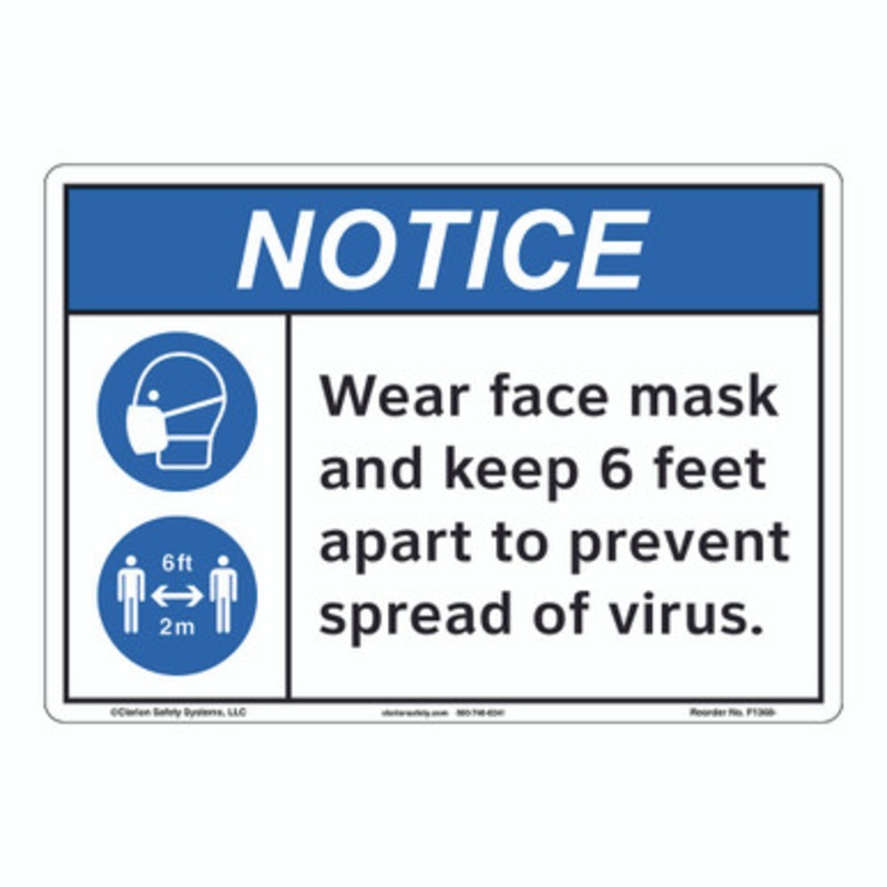 Notice/Face Mask/6 ft Apart (F1368-)