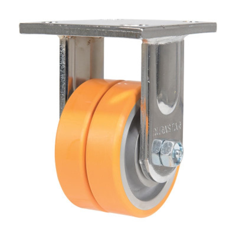Sirius DualRigid Caster, 4 x 2in Width, 1000lb, Orange/Gray