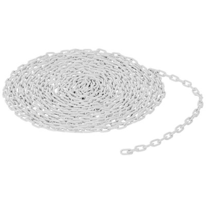 Steel Bollard, Safety Chain Per Foot, 3/16in Thickness, White