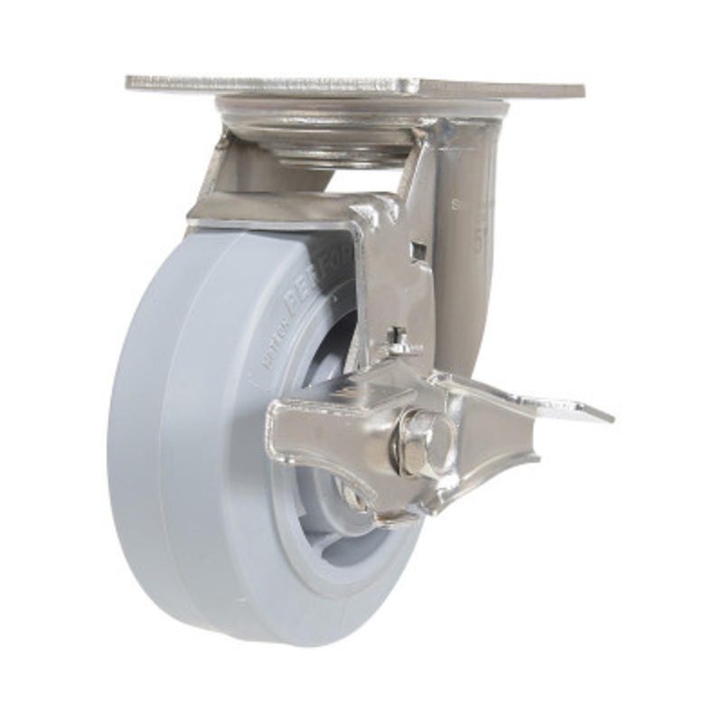 Swivel With Brake Caster 5 x 2in Width, 500 lb., Gray