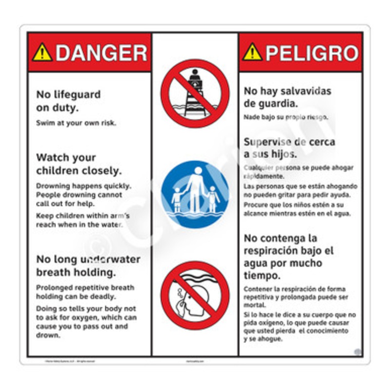 Danger No Lifeguard on Duty Sign (WSS3304-b)