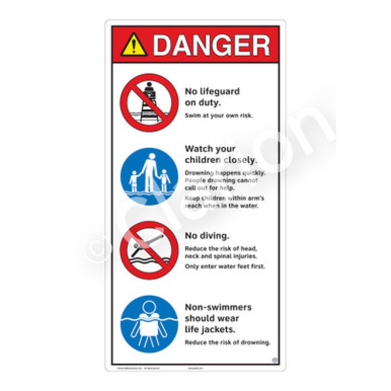 Danger No Lifeguard on Duty Sign (WSS3401-e)