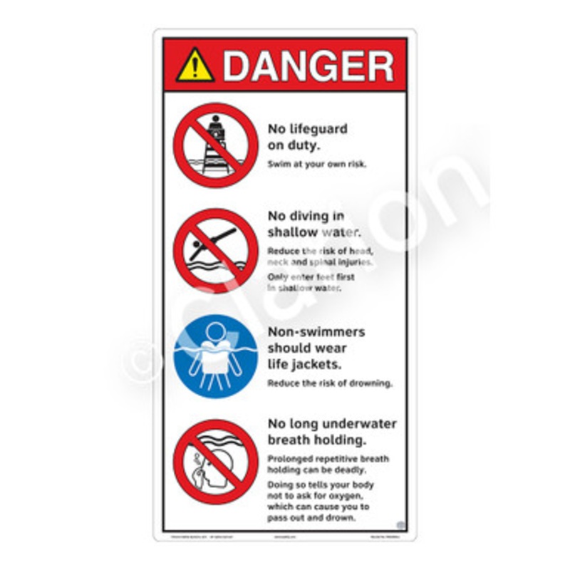Danger No Lifeguard on Duty Sign (WSS3406-e)