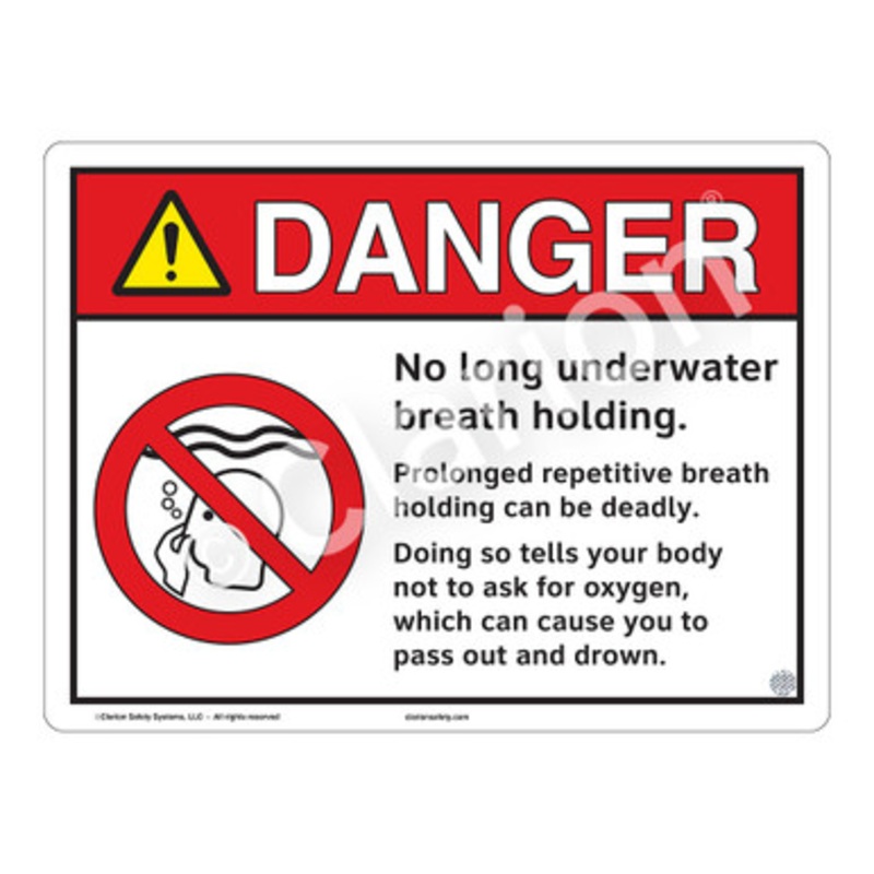 Danger No Long Breath Holding Sign (WSS3106-e)