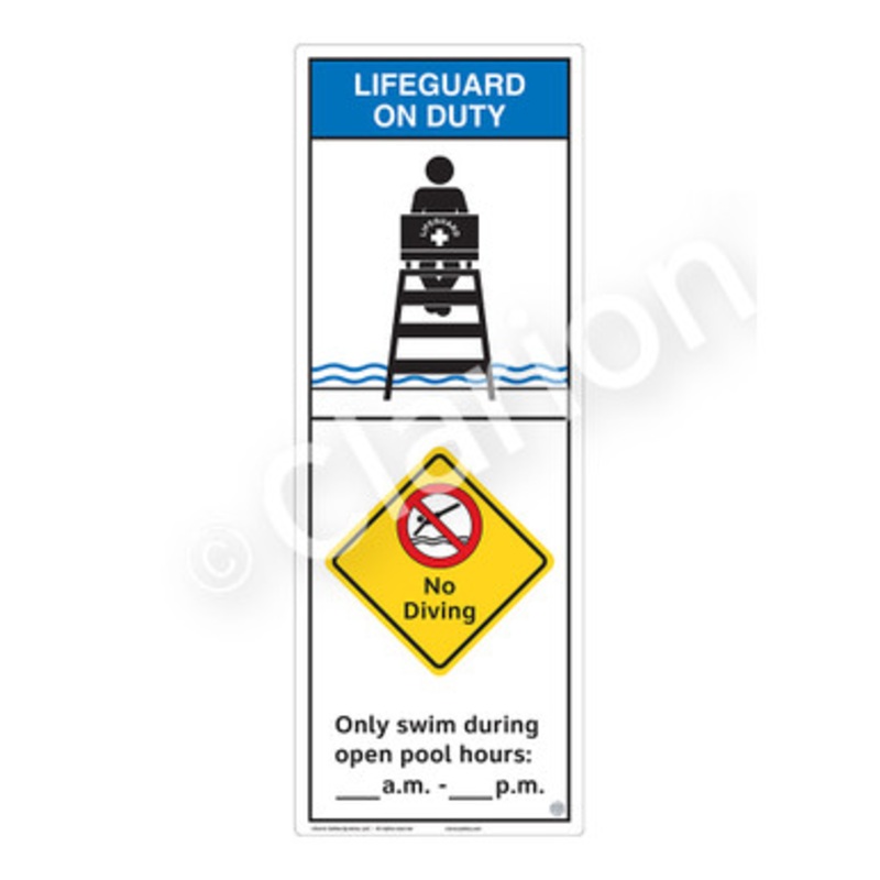 Lifeguard on Duty No Diving Sign (WSS2257-e)