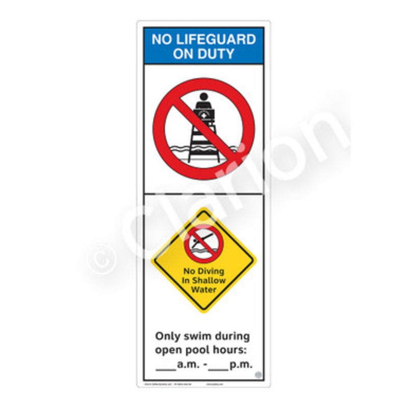 No Lifeguard on Duty No Diving in Shallow Water Sign (WSS2253-e)