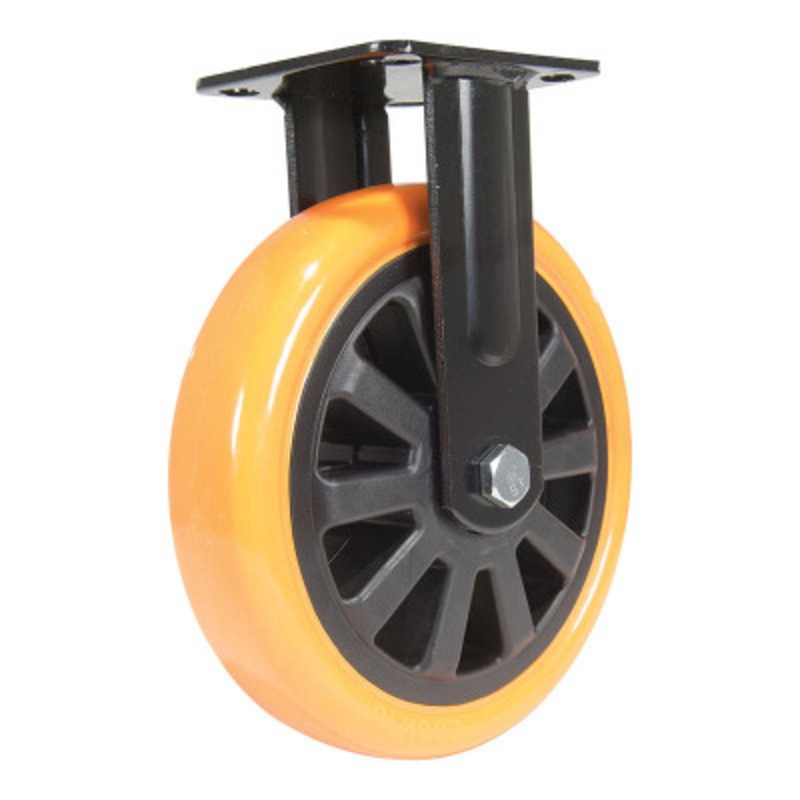 Rigid Caster, 8in Diameter x 2in Width 902 lb., Orange/Black
