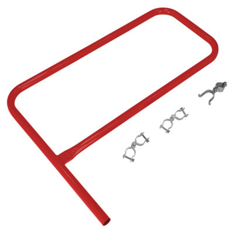 Steel Pipe Safety Railing Gate, P-Shaped, 36in x 36in, Red