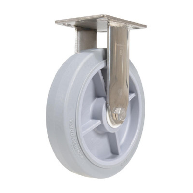 ThermoRubber Rigid Caster, 8in x 2in Width 675 lb., Gray