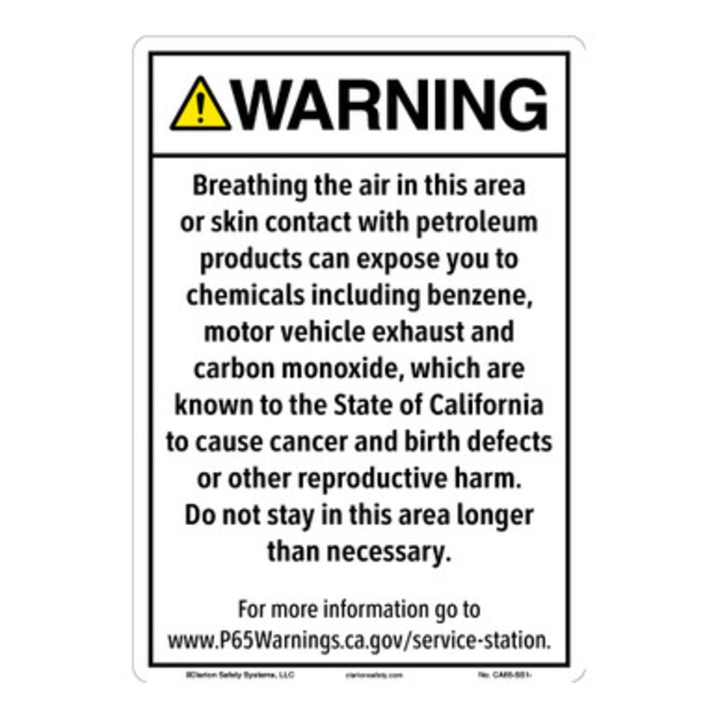 CA Prop 65 Service Station Exposure Sign (CA65-SS1-)