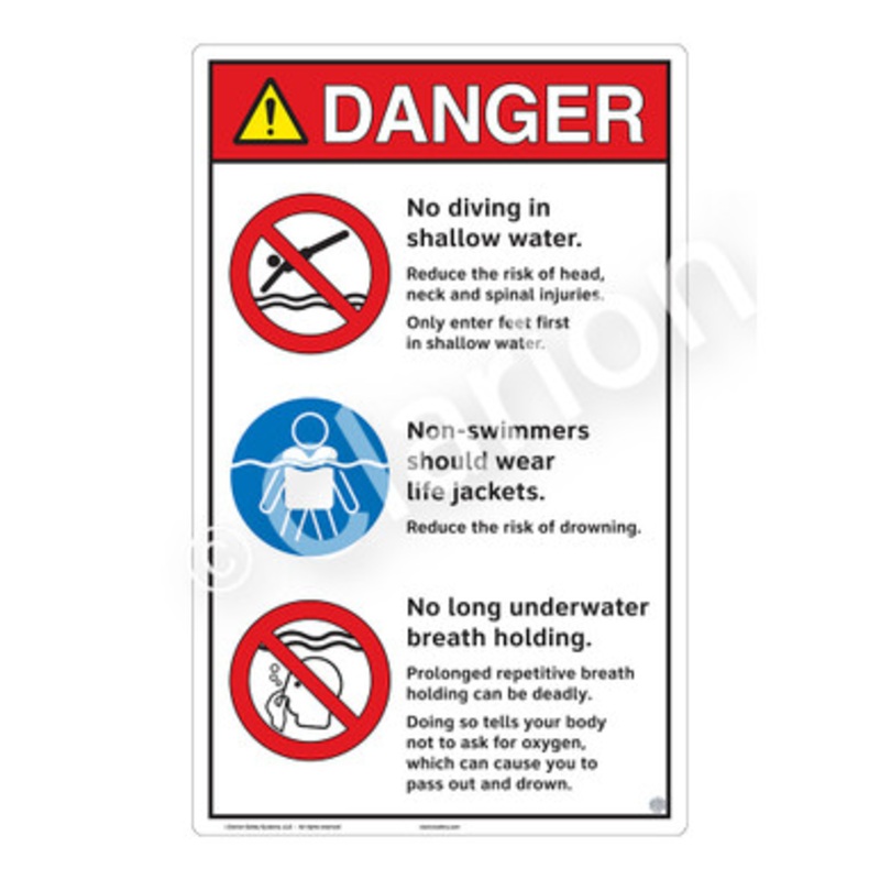 Danger No Diving in Shallow Water Sign (WSS3315-e)