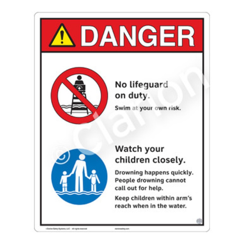 Danger No Lifeguard on Duty Sign (WSS3201-e)