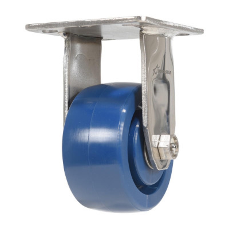 Solid Rigid Caster, 4in x 2in Width, 800 lb., Dark, Blue
