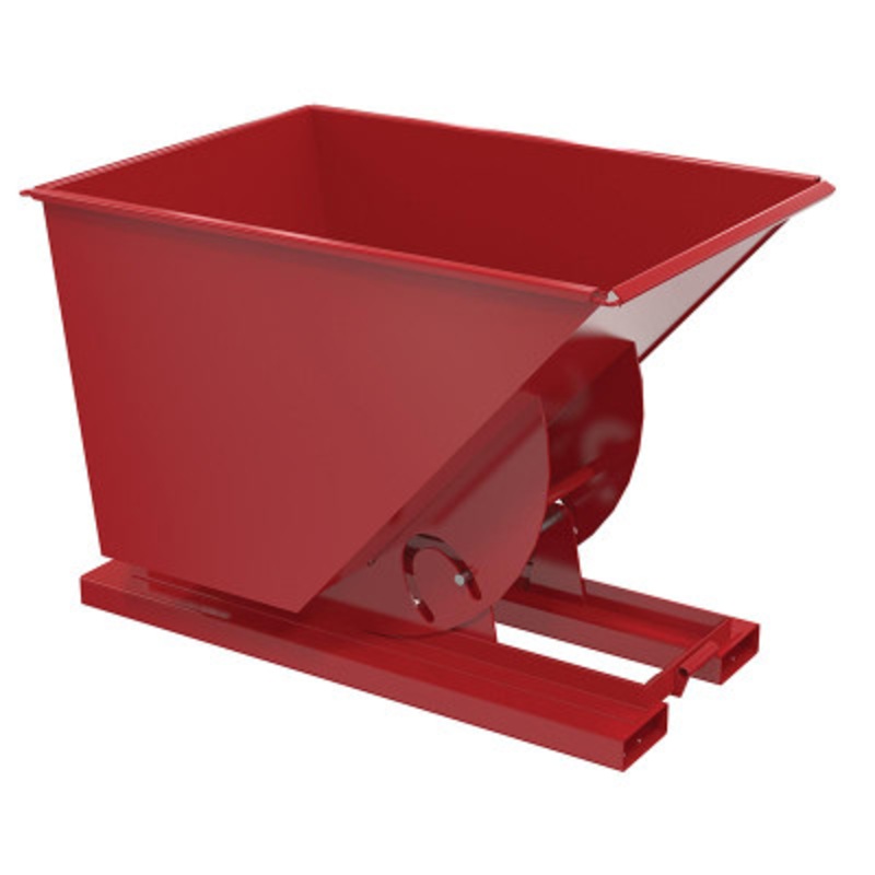 Steel Medium Duty No Bump and Dump Hopper, 1 Cu Yd, 4000 lb., Red