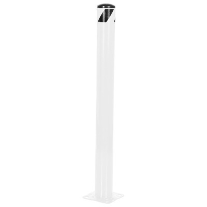 Steel Pipe Safety Bollard, 42in x 4-1/2in, White