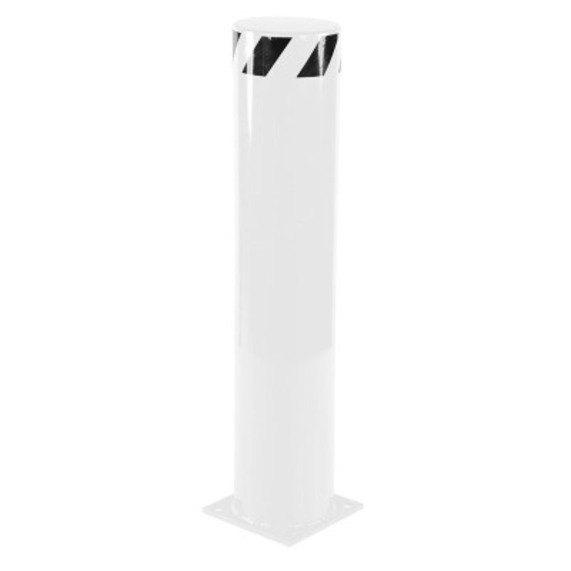 Steel Pipe Safety Bollard, 42in x 8-1/2in, White