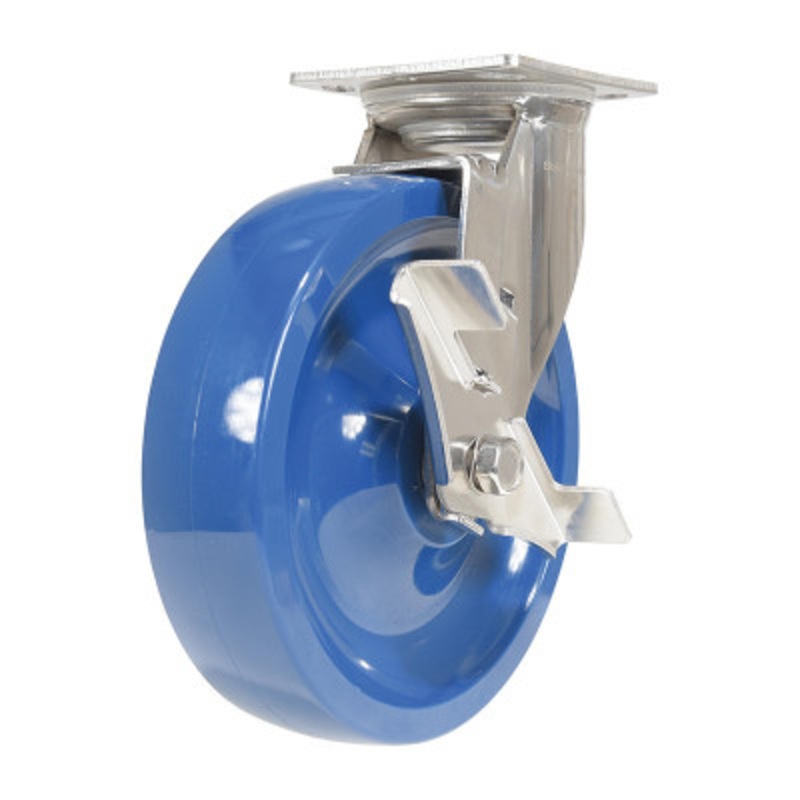 SolidSwivel With Brake Caster 8 x 2in Width, 1400lb, Dark, Blue