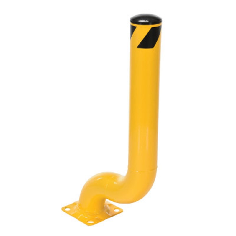 Steel Offset Bollard, 18-3/8in x 8in x 36-1/8in, Yellow