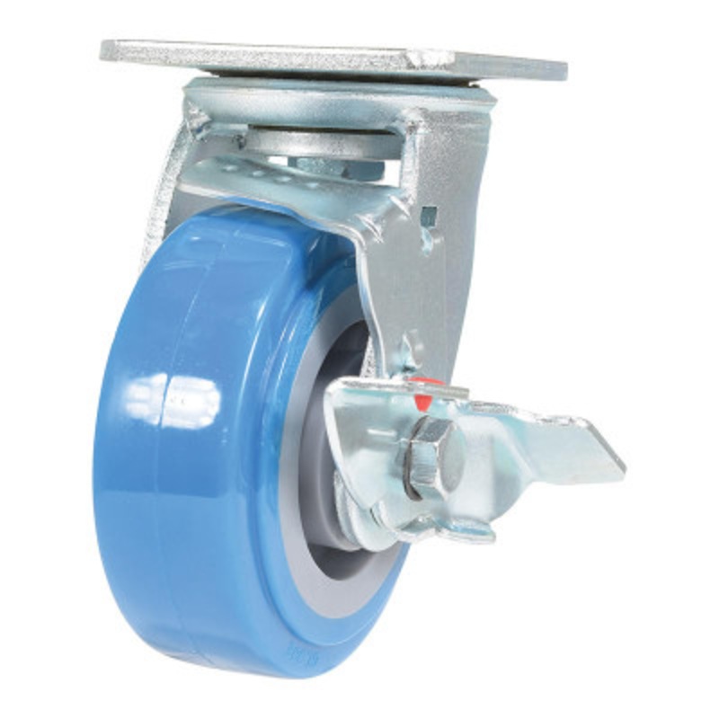 Swivel With Brake Caster 5 x 2in Width 771lb, Light, Blue/Gray