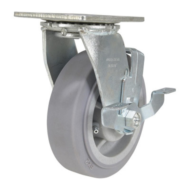 Swivel With Brake Caster 6 x 2in Width, 600 lb., Gray