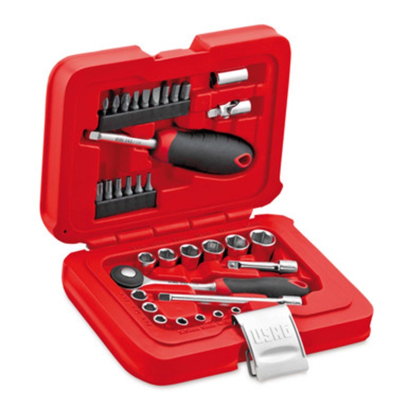 USAG 34-Piece Metric Socket, Bit & Ratchet Set, 1/4 Drive