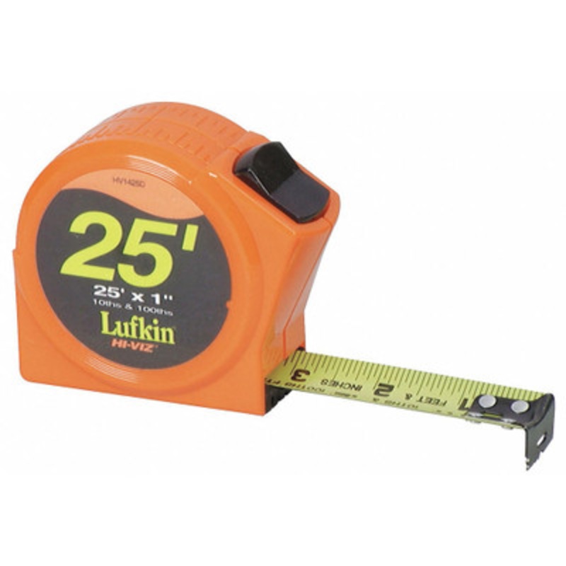 25ft HI-VIZ Measuring Tape (Fractional Inch/Feet, Decimal Feet)
