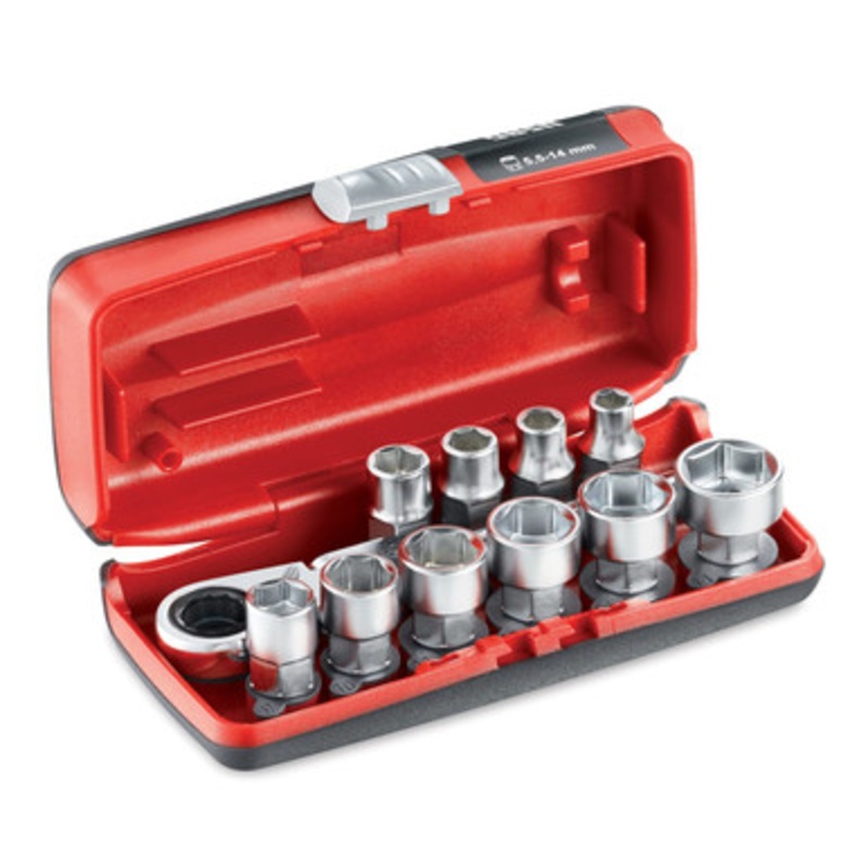 USAG Mini 11-Piece Metric Socket & Ratchet Set, 1/4 Drive