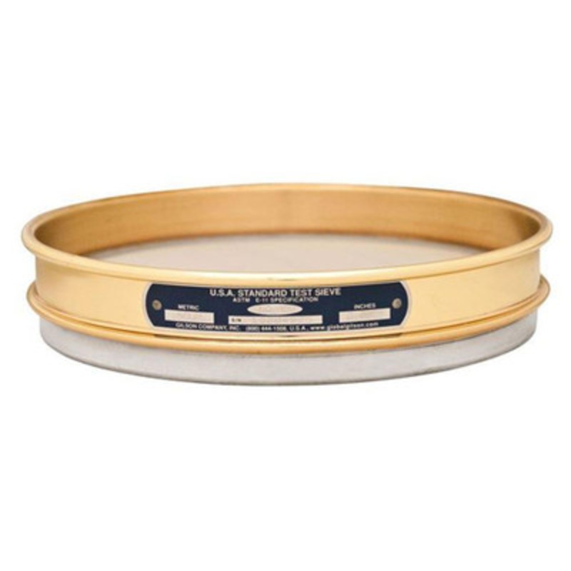 8in Sieve with Backing Cloth, Brass/Stainless, Half Height, #635