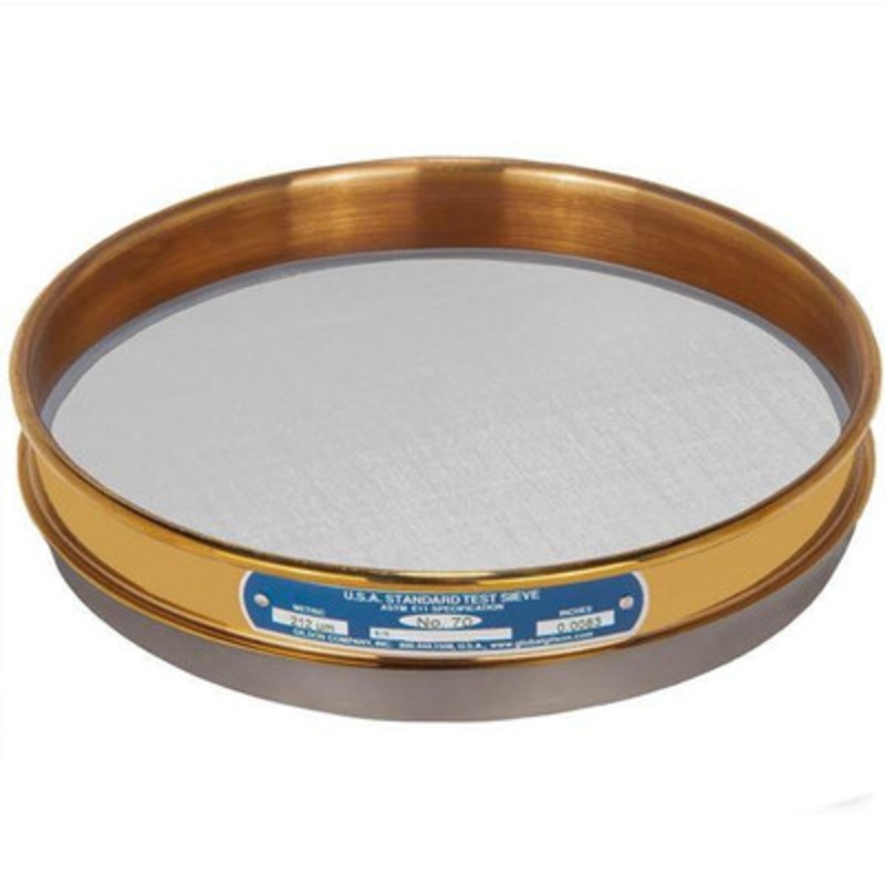 8in Sieve with Backing Cloth, Brass/Stainless, Half Height, #70