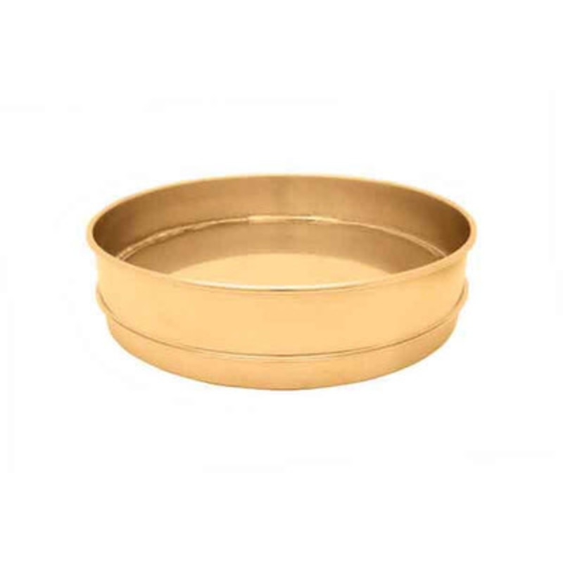 8in Sieve with Backing Cloth Pan, Brass, Full Height, Extended Rim