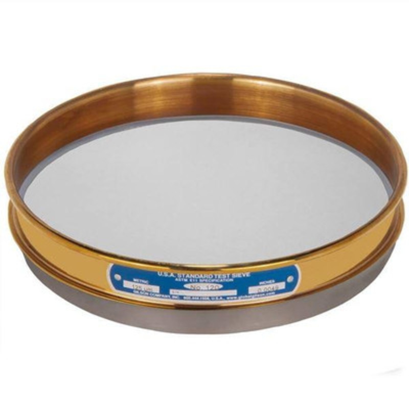8in Sieve with Backing Cloth, Brass/Stainless, Half Height, #120