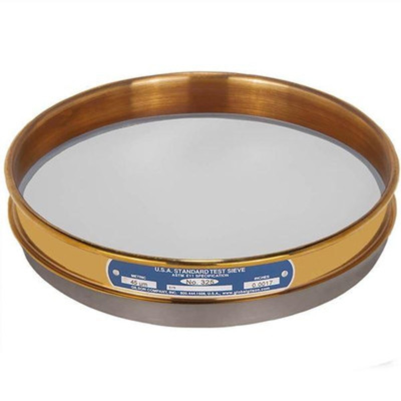 8in Sieve with Backing Cloth, Brass/Stainless, Half Height, #325