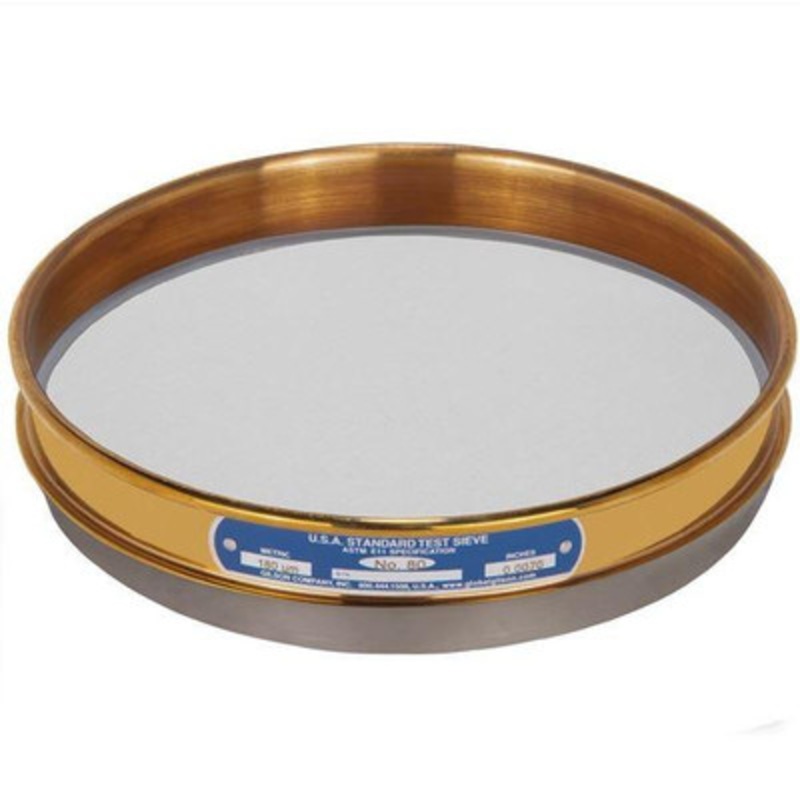 8in Sieve with Backing Cloth, Brass/Stainless, Half Height, #80